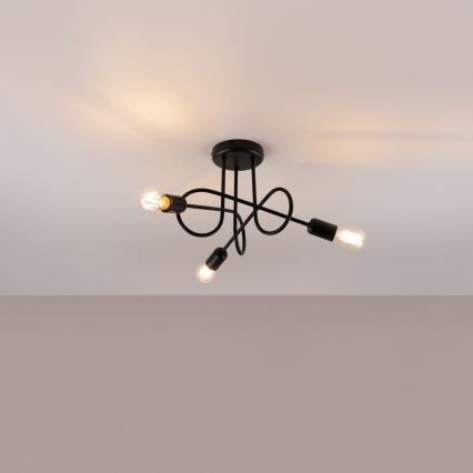 Lampadario a plafone LOOP 3xE27/15W/230V nero