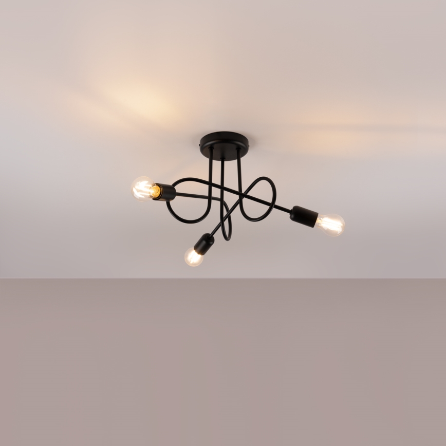 Lampadario a plafone LOOP 3xE27/15W/230V nero