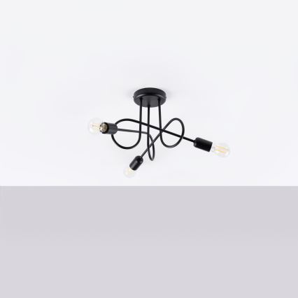 Lampadario a plafone LOOP 3xE27/15W/230V nero