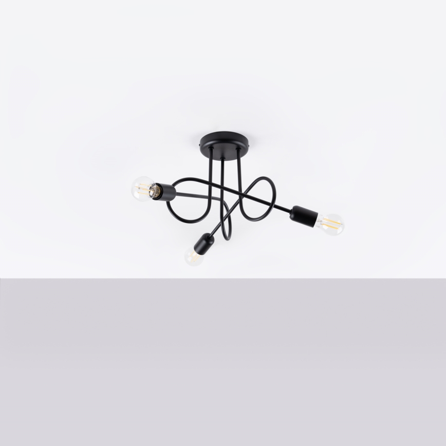Lampadario a plafone LOOP 3xE27/15W/230V nero