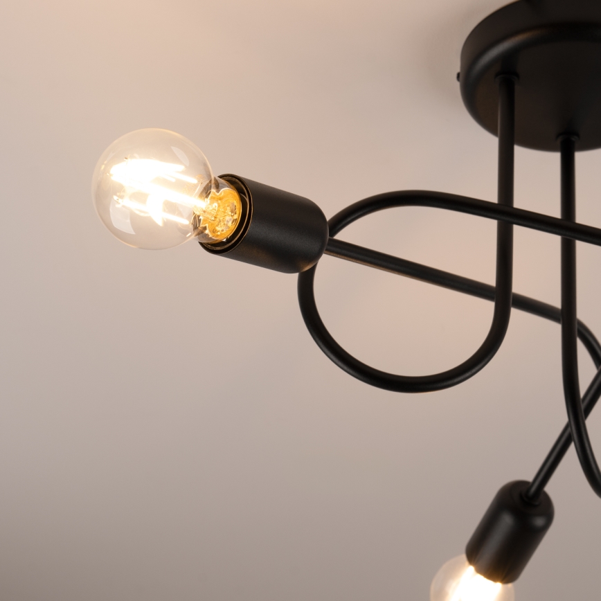 Lampadario a plafone LOOP 3xE27/15W/230V nero