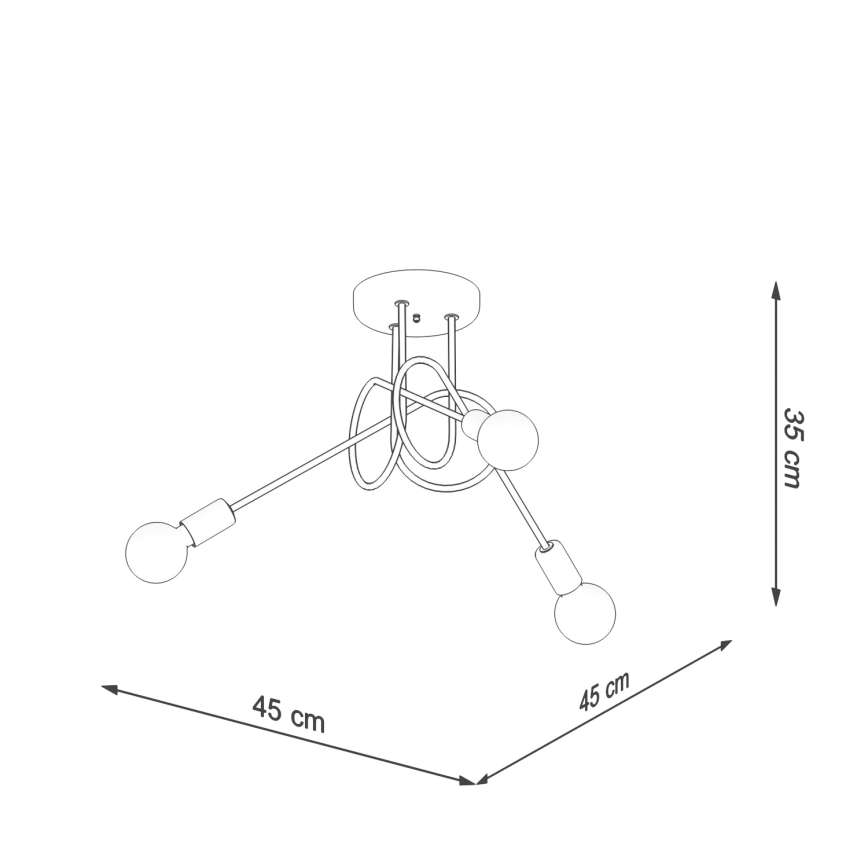 Lampadario a plafone LOOP 3xE27/15W/230V nero