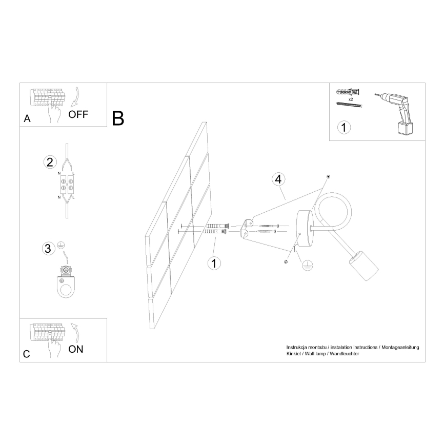 Applique murale LOOP 1xE27/15W/230V doré