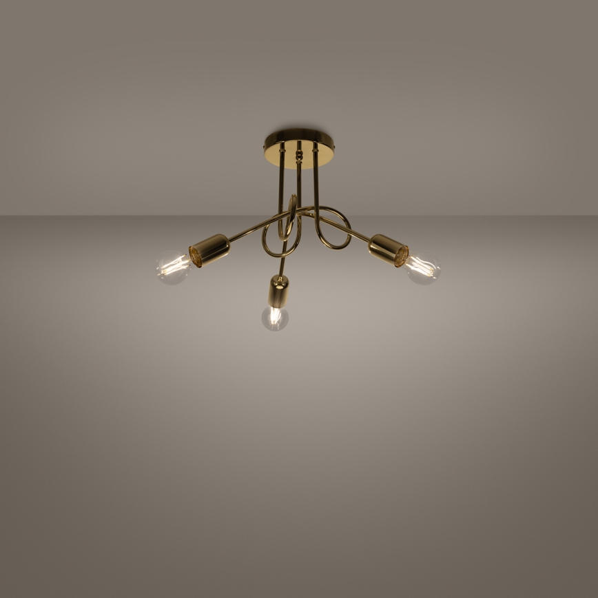 Lampadario a plafone LOOP 3xE27/15W/230V oro