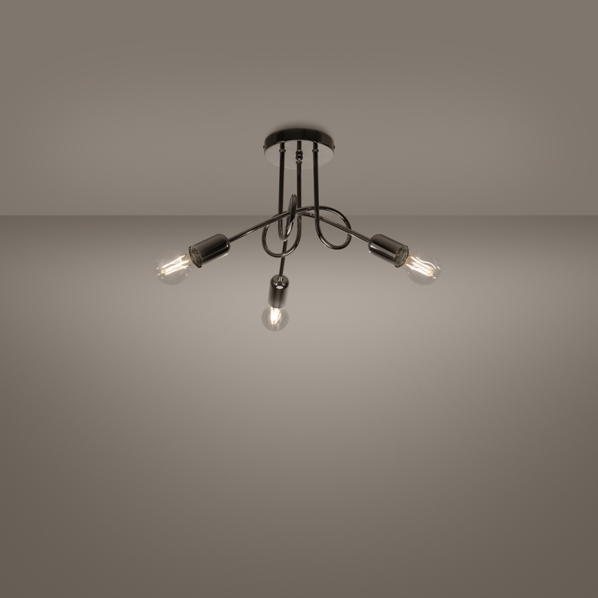 Lampadario a plafone LOOP 3xE27/15W/230V cromo lucido
