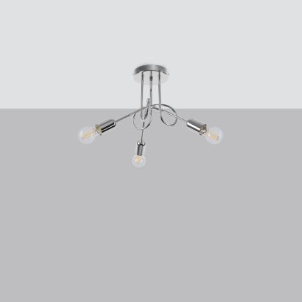Lampadario a plafone LOOP 3xE27/15W/230V cromo lucido