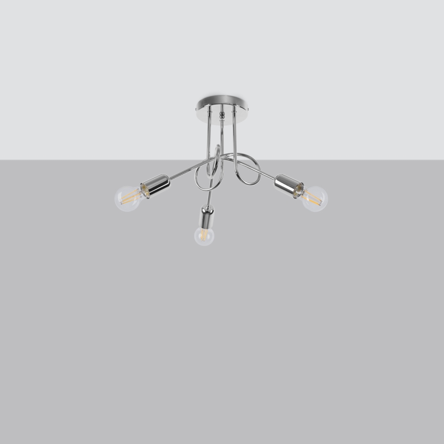 Lampadario a plafone LOOP 3xE27/15W/230V cromo lucido