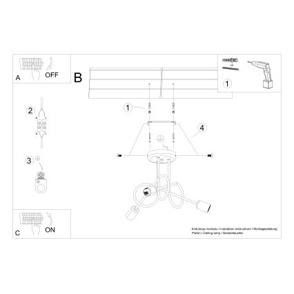 Lampadario a plafone LOOP 3xE27/15W/230V cromo lucido
