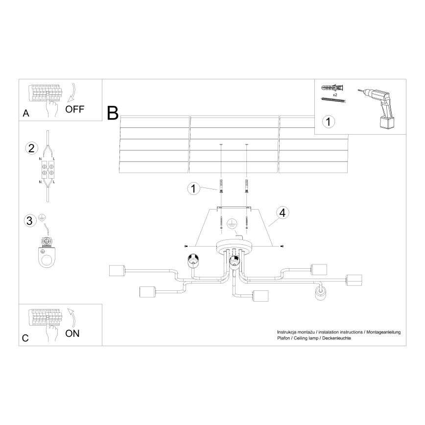 Lampadario a plafone VECTOR 8xE27/15W/230V bianco