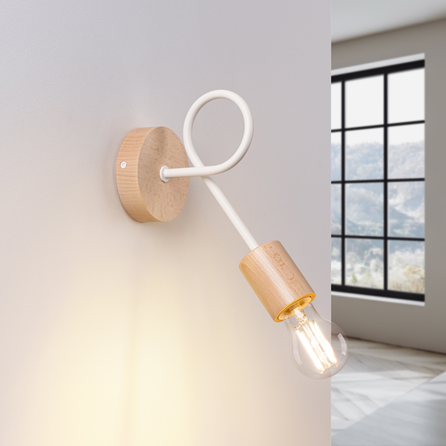 Applique EMBER 1xE27/15W/230V bianco/beige/faggio