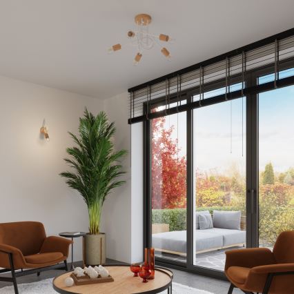 Applique EMBER 1xE27/15W/230V bianco/beige/faggio