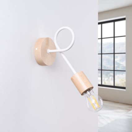 Applique EMBER 1xE27/15W/230V bianco/beige/faggio