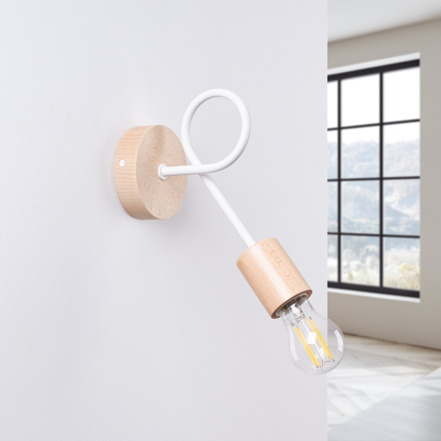Applique EMBER 1xE27/15W/230V bianco/beige/faggio