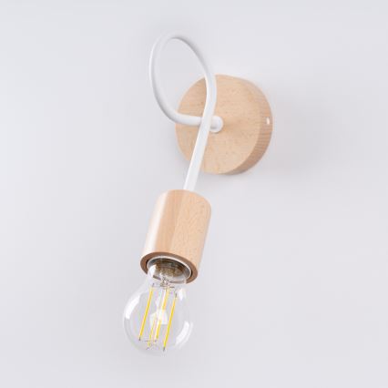 Applique EMBER 1xE27/15W/230V bianco/beige/faggio