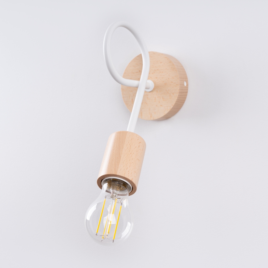Applique EMBER 1xE27/15W/230V bianco/beige/faggio