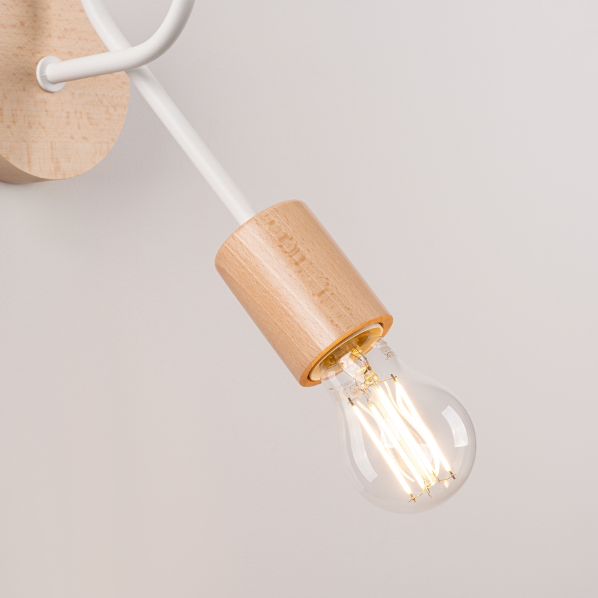 Applique EMBER 1xE27/15W/230V bianco/beige/faggio
