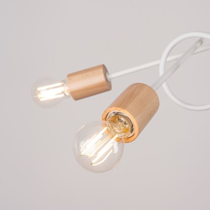 Plafonnier EMBER 5xE27/15W/230V blanc/beige/hêtre