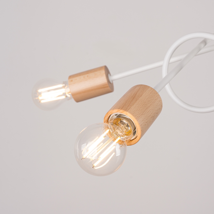 Plafonnier EMBER 5xE27/15W/230V blanc/beige/hêtre