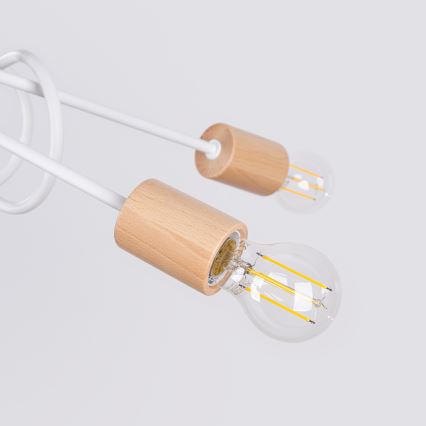 Plafonnier EMBER 5xE27/15W/230V blanc/beige/hêtre
