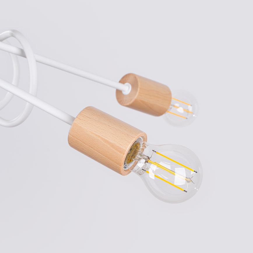 Plafonnier EMBER 5xE27/15W/230V blanc/beige/hêtre