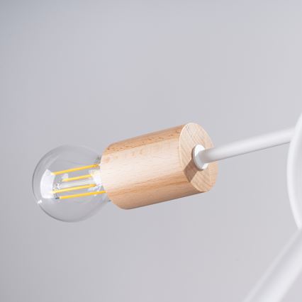 Plafonnier EMBER 5xE27/15W/230V blanc/beige/hêtre