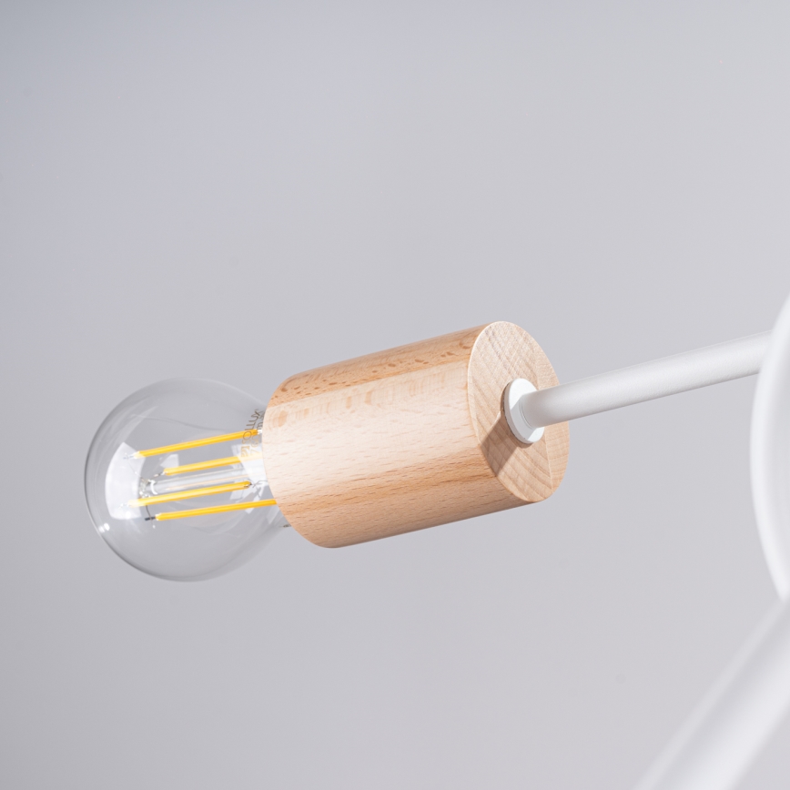 Plafonnier EMBER 5xE27/15W/230V blanc/beige/hêtre