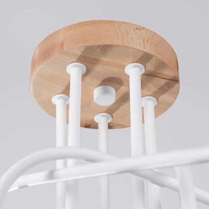 Plafonnier EMBER 5xE27/15W/230V blanc/beige/hêtre