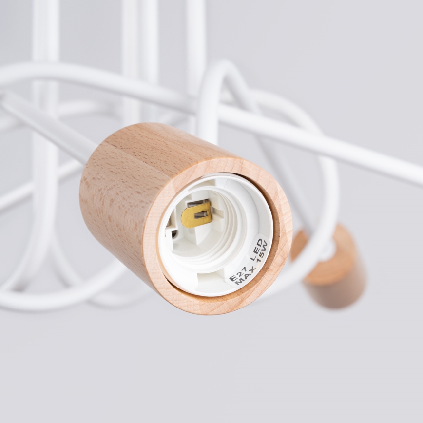 Plafonnier EMBER 5xE27/15W/230V blanc/beige/hêtre