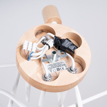 Plafonnier EMBER 5xE27/15W/230V blanc/beige/hêtre