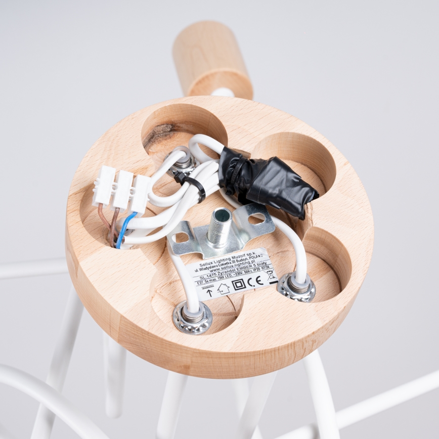 Plafonnier EMBER 5xE27/15W/230V blanc/beige/hêtre