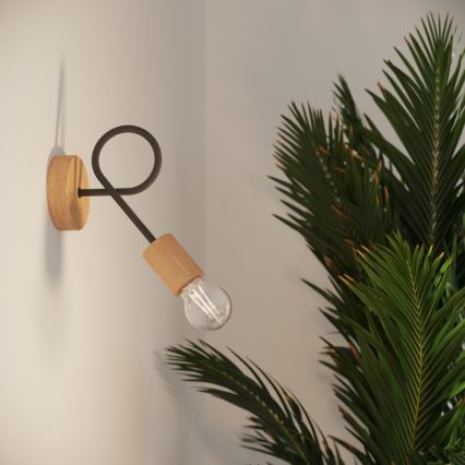 Applique EMBER 1xE27/15W/230V nero/beige/faggio