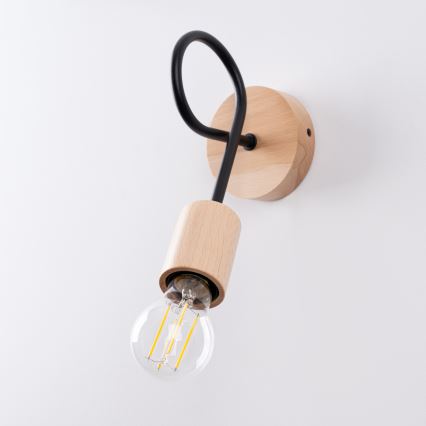 Applique EMBER 1xE27/15W/230V nero/beige/faggio