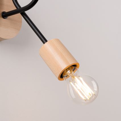 Applique EMBER 1xE27/15W/230V nero/beige/faggio