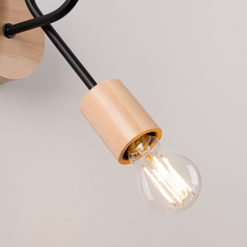 Applique EMBER 1xE27/15W/230V nero/beige/faggio