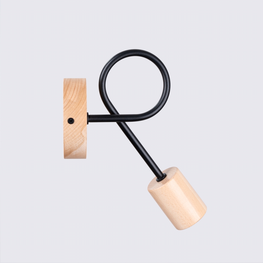 Applique EMBER 1xE27/15W/230V nero/beige/faggio