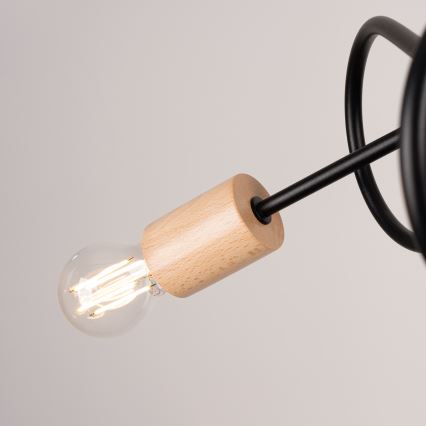 Aufbauleuchte EMBER 3xE27/15W/230V schwarz/beige/Buche