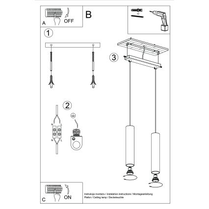 Lampadario a sospensione con filo LAGOS 2xGU10/10W/230V verde