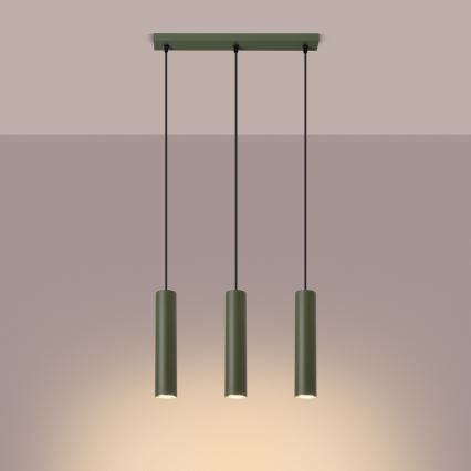 Lampadario a sospensione con filo LAGOS 3xGU10/10W/230V verde