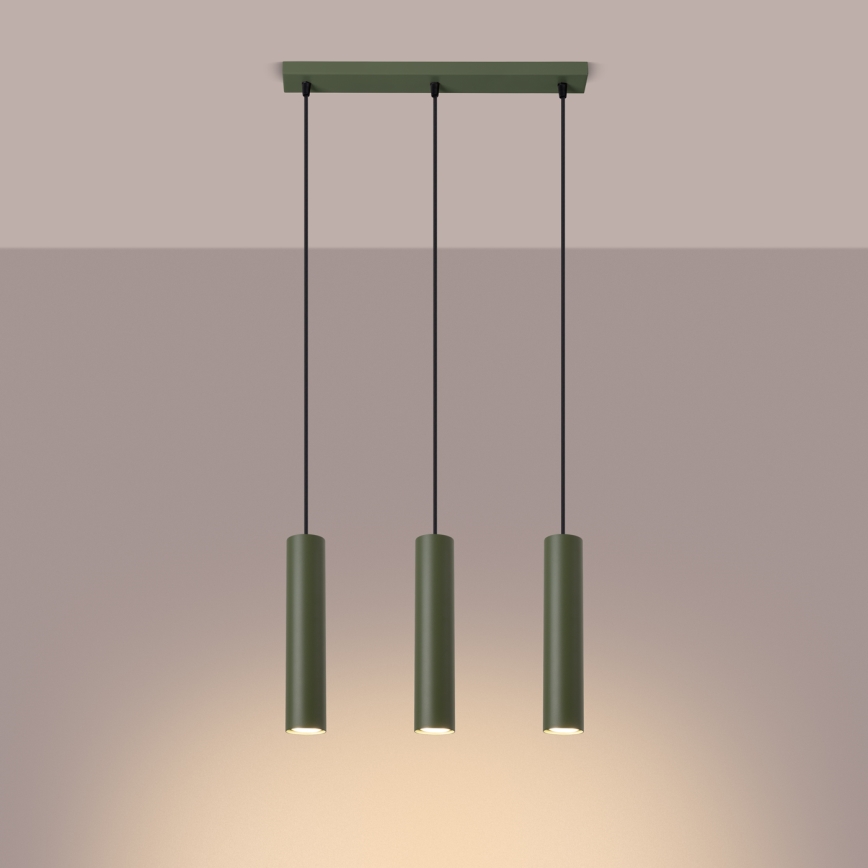 Lampadario a sospensione con filo LAGOS 3xGU10/10W/230V verde