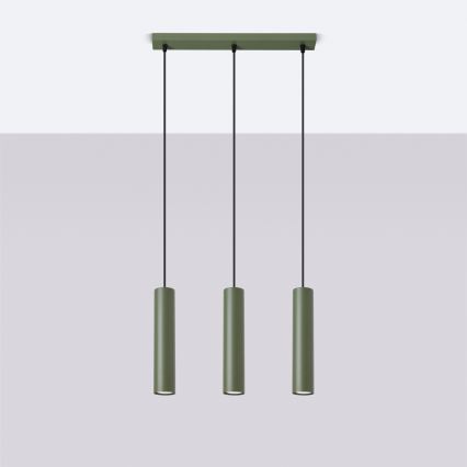 Lampadario a sospensione con filo LAGOS 3xGU10/10W/230V verde