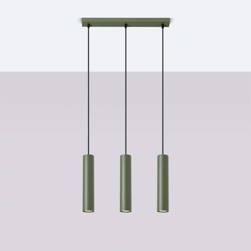 Lampadario a sospensione con filo LAGOS 3xGU10/10W/230V verde