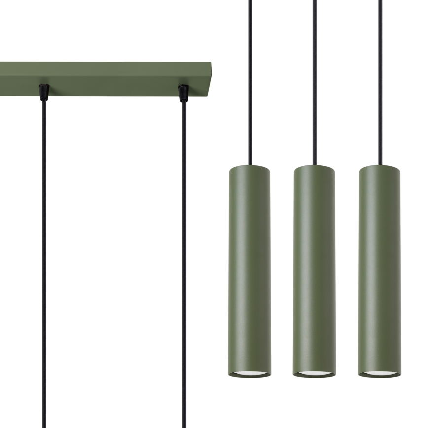 Lampadario a sospensione con filo LAGOS 3xGU10/10W/230V verde