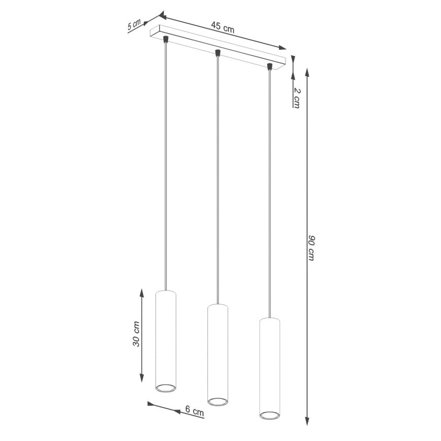 Lampadario a sospensione con filo LAGOS 3xGU10/10W/230V verde