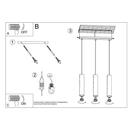 Lampadario a sospensione con filo LAGOS 3xGU10/10W/230V verde