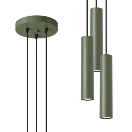 Lampadario a sospensione con filo LAGOS 3xGU10/10W/230V verde