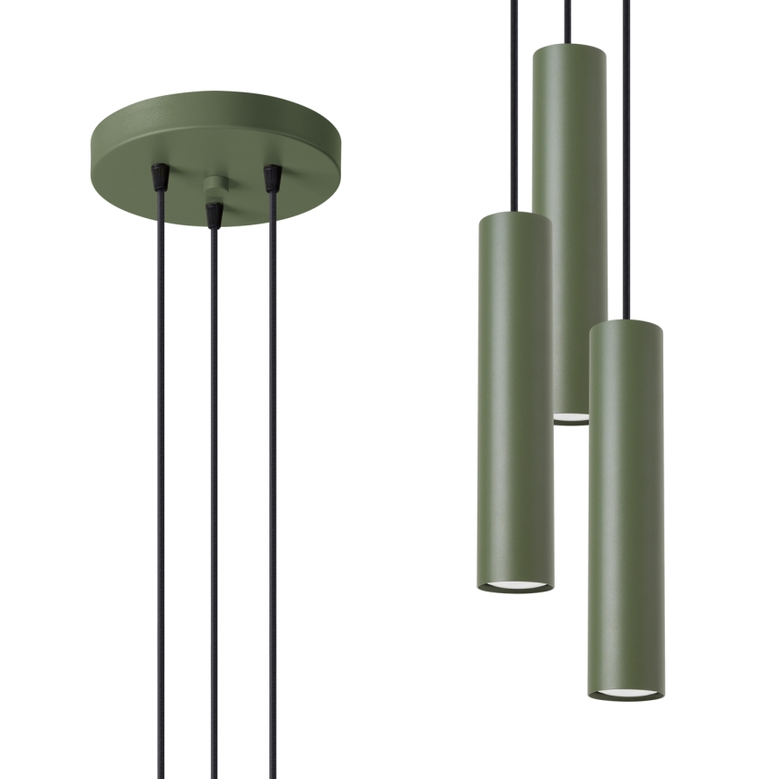 Lampadario a sospensione con filo LAGOS 3xGU10/10W/230V verde