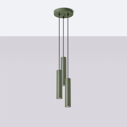 Lampadario a sospensione con filo LAGOS 3xGU10/10W/230V verde