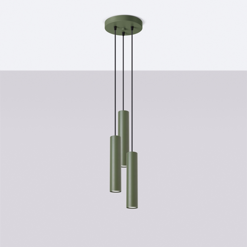 Lampadario a sospensione con filo LAGOS 3xGU10/10W/230V verde