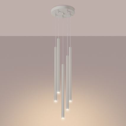 Lampadario a sospensione con filo PASTELO 5xG9/8W/230V color crema