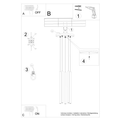 Lampadario a sospensione con filo PASTELO 5xG9/8W/230V color crema